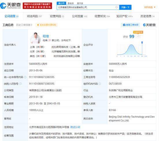 滴滴關(guān)聯(lián)公司申請(qǐng)